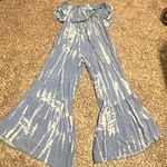 Japna  Blue Tie-Dye Off-Shoulder Bell Bottom Jumpsuit Boho Festival Wear‎ Size M Photo 2