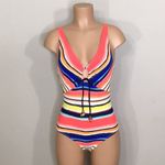 Anne cole slimming multicolored stripe swimsuit. New Photo 3