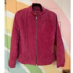 Reed Leather Co. Pink Suede Jacket Women’s Large Vintage Style Zip Up Moto Coat Red Photo 0