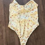 ZARA NWOT  YELLOW SATIN FLORAL BODYSUIT Photo 2