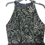 CAROLYNE ROEHM Vintage metallic print high neck formal gown dress S/M 6 Black Size M Photo 2