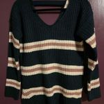 Pink Rose - Navy Striped Double V-Neck Sweater (VGUC) Photo 2