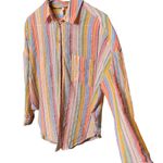 Anthropologie Pilcro Peach Multicolor Sparkle Stripe Long Sleeve Button down Shirt Size XS Photo 6