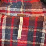 Free People  Magical Embroidered Plaid Button Down‎ Shirt Long Sleeve Red Blue XS Photo 5