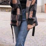 Fleece Tan/Black Buffalo Plaid Wrap Jacket | Buffalo Fleece Plaid Wrap Jacket Black Size XL Photo 0