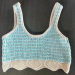 LA Hearts  Womens Crop Top Sz Small Blue & Cream Crochet Tank Photo 0