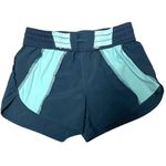 Walmart Color Block Two Tone Blue Striped Athleisure Shorts Photo 5