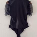 Free People  Puff Sheer Sleeve Low Neck Bodysuit Size Medium Photo 5