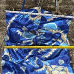 Farm Rio  NWT Women’s Size L Blue White Tropical Groove Cutout Detail Midi Dress Photo 12