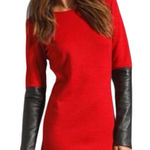 DEREK LAM 10 CROSBY Red Black Dress Venetian Will Blend Lamkin Leather Size 4 Photo 1