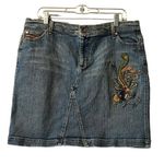 Jeans Lee 1889 Blue Denim Embroidered Peacock Mini Skirt Size 17M Western Photo 0