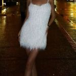 ZARA  White Feathered fringed Fluffy mini Dress party cocktail evening wedding Photo 6