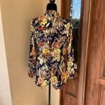 Lucca Couture Lucca Womens Romper Sz M Navy Blue Yellow Orange Floral Print Shorts Long Sleeve Photo 3