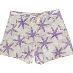 Govango Vintage Women’s 6 White Purple Starfish Printed Cotton High Rise Shorts Photo 0