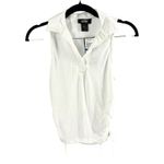 Just Polly New York Ribbed Knit Sleeveless Collared Polo Shirt Top Ivory Size M White Photo 1