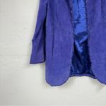 Pamela McCoy Purple Suede Leather Ruffled Long Line Jacket Blazer Womens L Fall Size L Photo 1