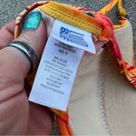 Vintage 90s 3 Piece Bikini Tankini Orange Sunset Floral Swimsuit Set Size M Photo 10