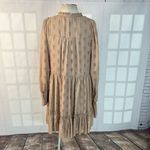 H&M Nude Long Sleeve Tie Neck Chiffon Textured Mini Airy Dress Size Small Photo 5