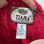 Tiara International Christmas Sweater Cardigan Vintage Red Wreath Stocking Size M Photo 4