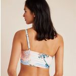 Maaji NWT Anthropologie  Striped Floral Coral One Shoulder Swim Bikini Top L Photo 1