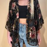 American Eagle Black Floral Embroidered Kimono  Photo 3