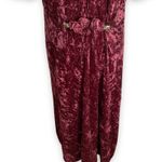 Vintage 90s Burgundy Crushed Velvet Midi Dress Floral Neckline Dark Romance Red Size 14 Photo 5