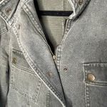 Mango Gray Denim Utility Jean Jacket Snap and Zip Front Women Medium Streetwear‎ Photo 4