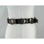 Vintage Womens Justin Leather Western Concho Belt Black Size 28 Boho Festival Photo 2