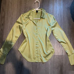 Wild Fable  Green Satin Button Down Shirt Photo 0