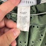 Hudson Gray Blouse Small Green Eyelet Ruffle Cuff Romantic Modest Cottage Fairy Photo 2