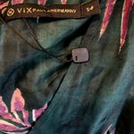 VIX Paula Hermanny Dione Caftan Coverup Faux Wrap Leaves Green Small NWOT Photo 3