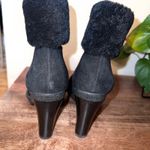 Via Spiga Leya Black Suede Leather Lace Up Heeled Ankle Boots Fur Cuff Size 10 Photo 4