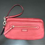 Coach Coral Daisy Leather Double Zip Wallet Wristlet Photo 1