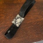 leather suede Black and Silver Belt with Intricate Design Photo 3