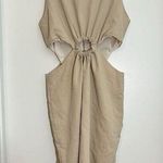 Kourt Dress Sz S Tan Beige Mini Bodycon Cut Out Midriff Sleeveless Tank Short Photo 0