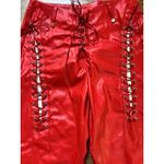 Halloween Costume Red Lace Up Red Faux Leather Pants Size Medium Photo 1