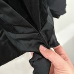 Ann Taylor  black velour faux wrap surplice satin trim side tie blouse size Mp Photo 8