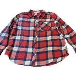 Arizona Jean Company Juniors Medium Plaid Flannel Shirt Red White Blue America Photo 0