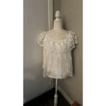 I.N. San Francisco  Off Shoulder White Lace Sheer Floral Blouse.XL Cottagecore Photo 1