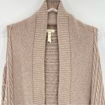 Matilda Jane  tan open front fringe long line sleeveless cardigan sweater vest XS Photo 3