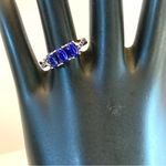 14K SOLID WHITE GOLD OVAL CABACHON LAPIS LAZULI WITH IOLITE ACCENTS (7) Blue Photo 9