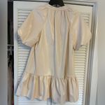 Vestique Cream Faux Leather Puff Sleeve Dress Photo 1