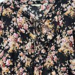 Denim & Supply Ralph Lauren Black Floral Lace-Up Ruffle Blouse Size Large Photo 1