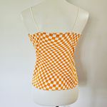 Faded Rose Orange Checkered Stretch Cami Top Size XL Photo 4