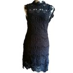 Free People  Intimately Daydream Black Lace High Neck Open Back Mini Dress Small Photo 2