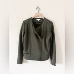Athleta  Quilted Sweatshirt Asymmetrical Zip Jacket in Dark Heathered Green M Photo 1