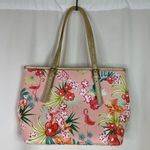 Spartina 449 | Pink Flamingo Print Genuine Leather Shoulder Bag Purse Tropical Photo 3