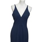 Dress the Population  Lyla Midi Dress Women’s Size M Navy V-Neck Cocktail Formal Photo 1
