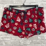 INSOMNIAX Red Christmas Lounge Pajama Shorts Cotton Fleece Size L Photo 0