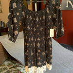 SO  Juniors Smocked Bodice Romper Black Floral Size Medium. NWT festival Boho Photo 0